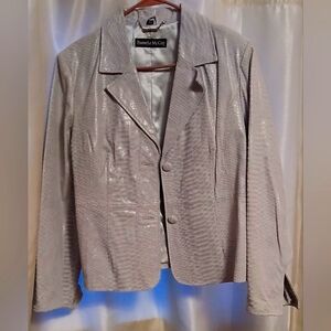 Pamela McCoy Powder Blue Leather Jacket - size Large, excellent condition!